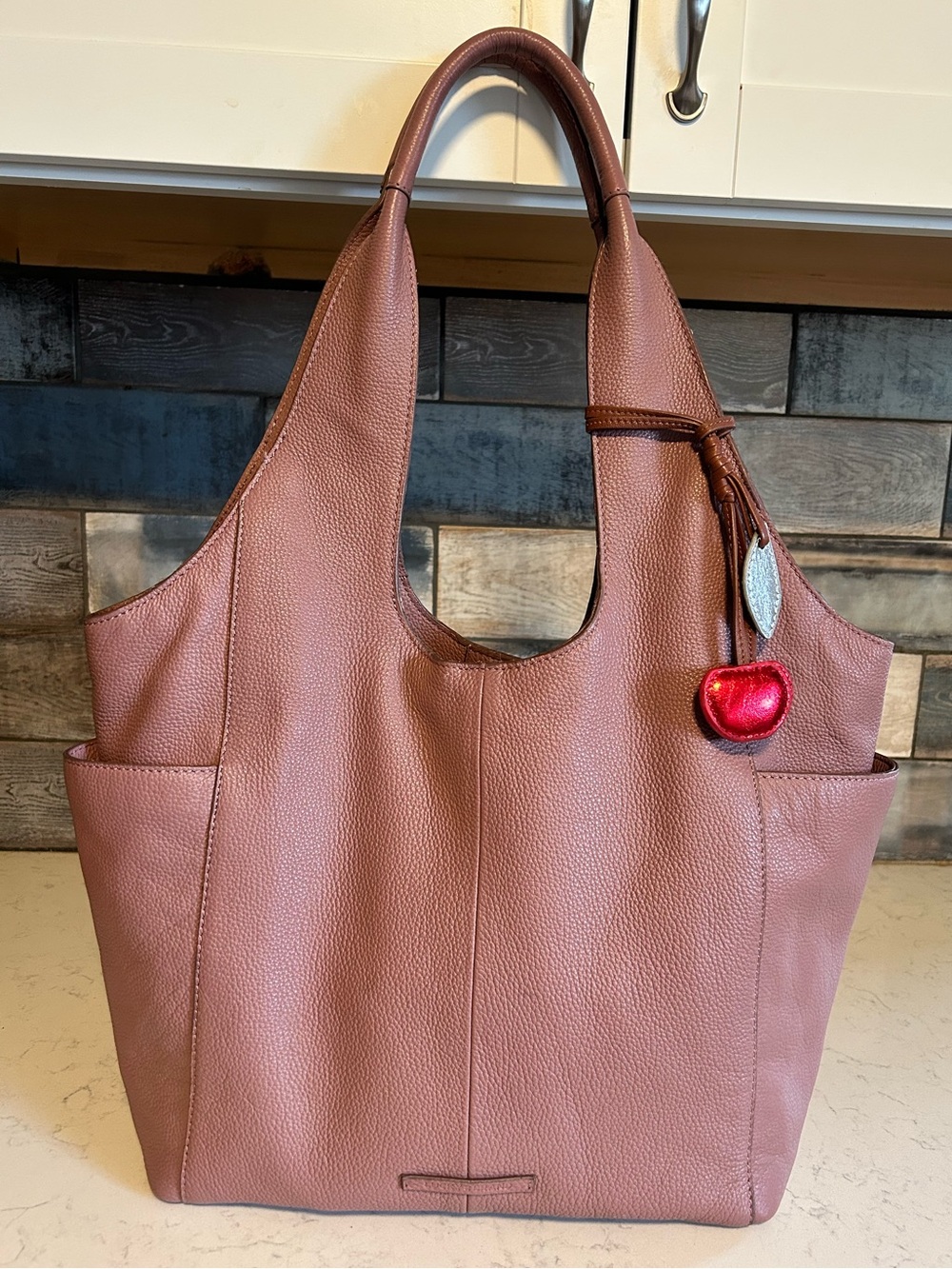 🍀 Lucky Brand Patti Dusty Rose Leather Hobo Tote Shoulder Bag Purse
